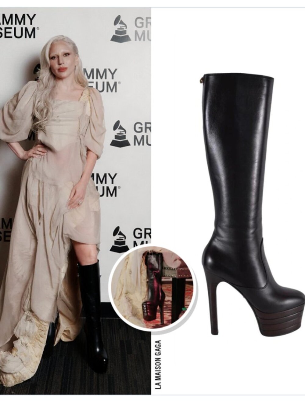 GUCCI ANGEL PLATFORM LEATHER KNEE HIGH BOOTS NEW